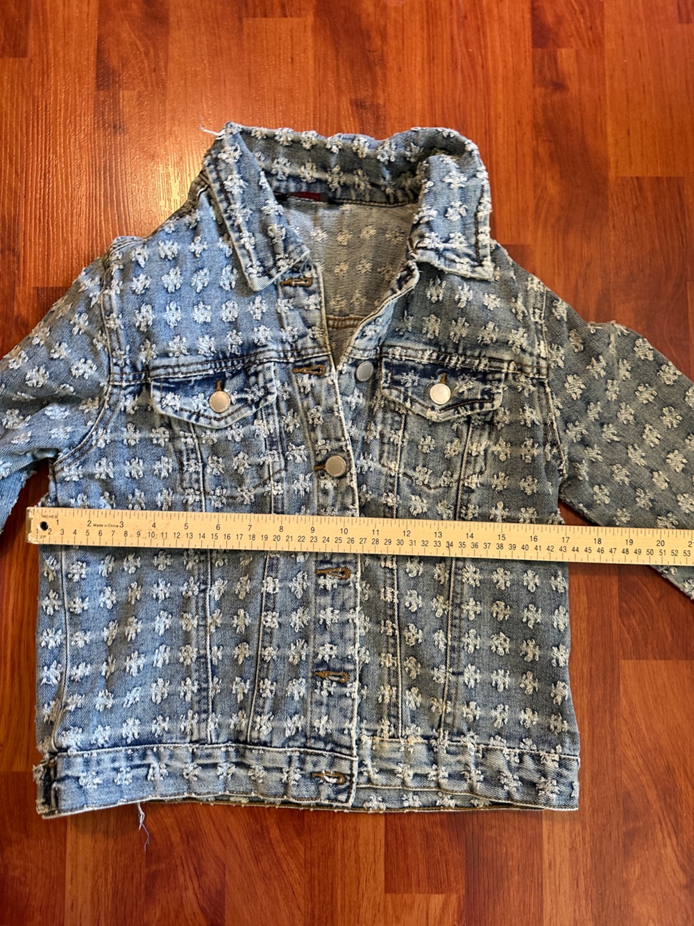 Textured Light Blue Denim Jacket - Women's Jean Jacket - Picture 7 of 8